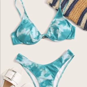 two piece shein tye dye bikini push-up bra